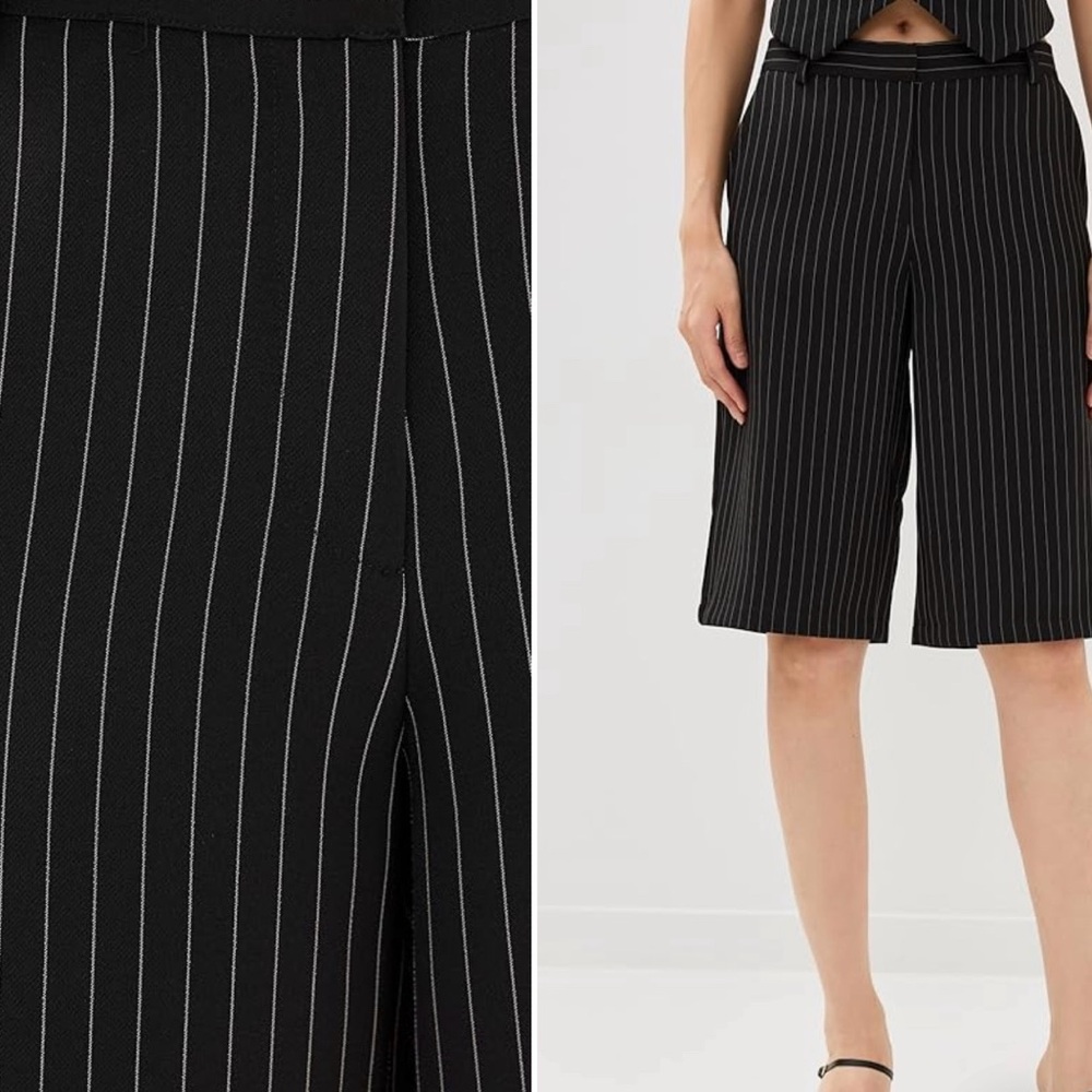 Lioness Black pinstriped Women's Long Shorts, M